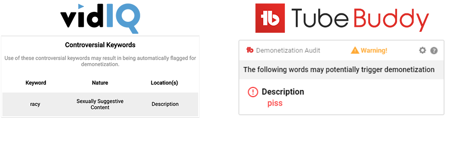 VidIQ vs TubeBuddy Demonetization