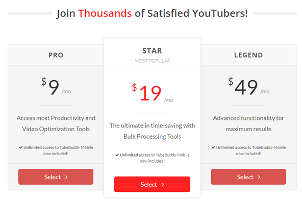 VidIQ vs TubeBuddy TubeBuddy Pricing